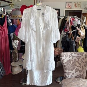 Elegant White Dress with Sheer Overlay